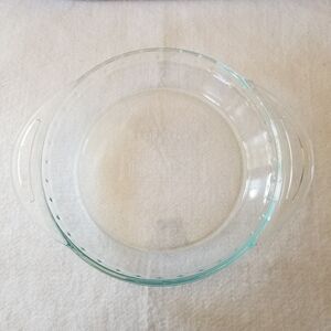 Vintage Pyrex Deep Dish Pie Plate 9 1/2" Fluted Rim Tab Handles Clear Glass 2229